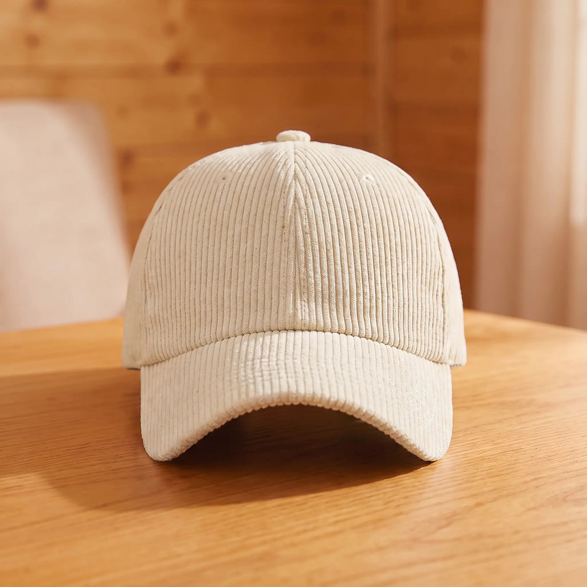 Corduroy Baseball Cap in Beige