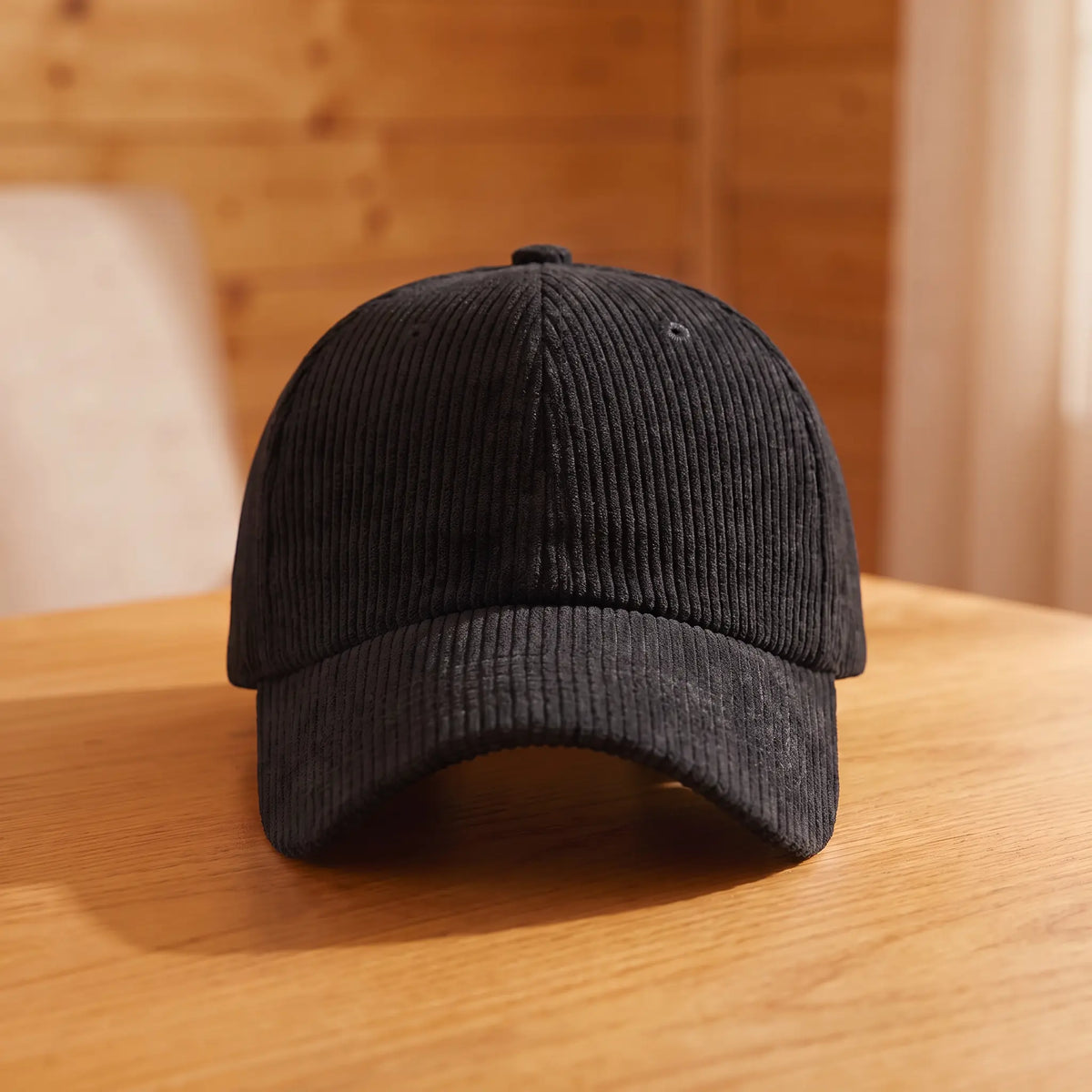 Corduroy Baseball Cap in Black