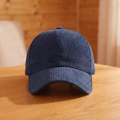 Corduroy Baseball Cap in Navy Blue