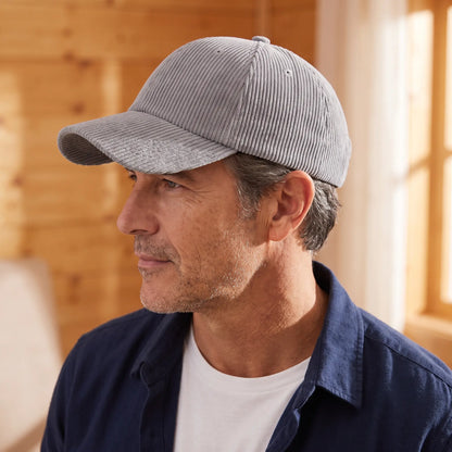Corduroy Baseball Cap worn, side view