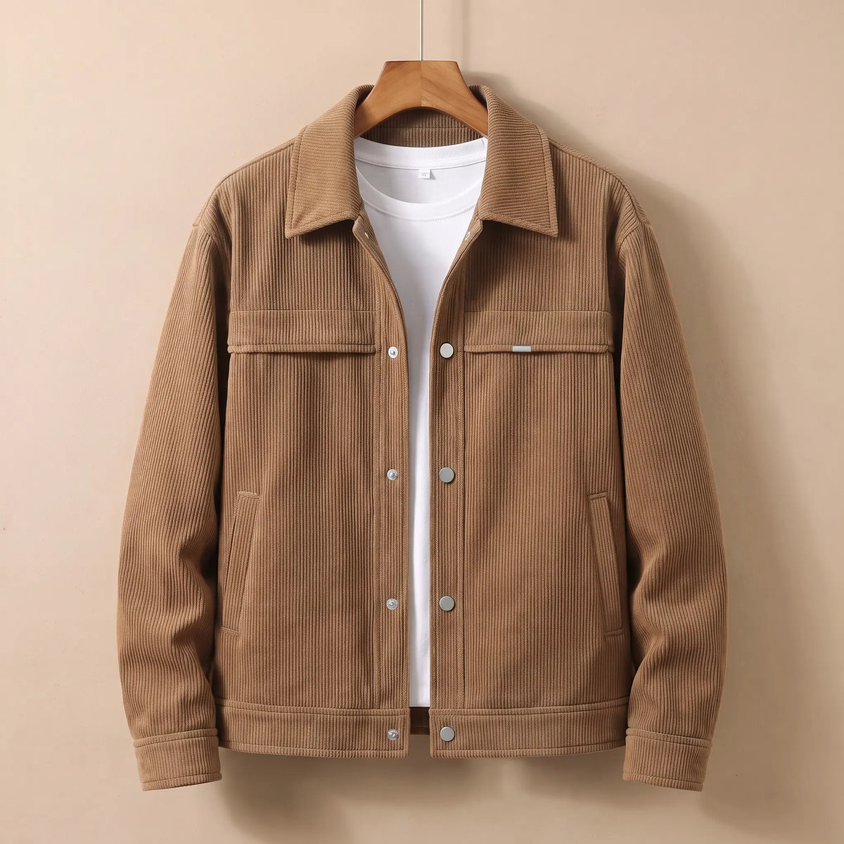 Corduroy Snap Jacket in Brown