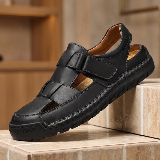 COWHIDE COVERED TOE SANDALS