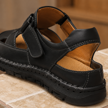 COWHIDE COVERED TOE SANDALS