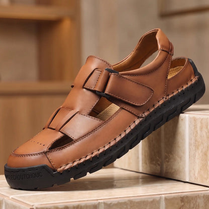 COWHIDE COVERED TOE SANDALS