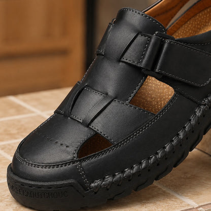 COWHIDE COVERED TOE SANDALS
