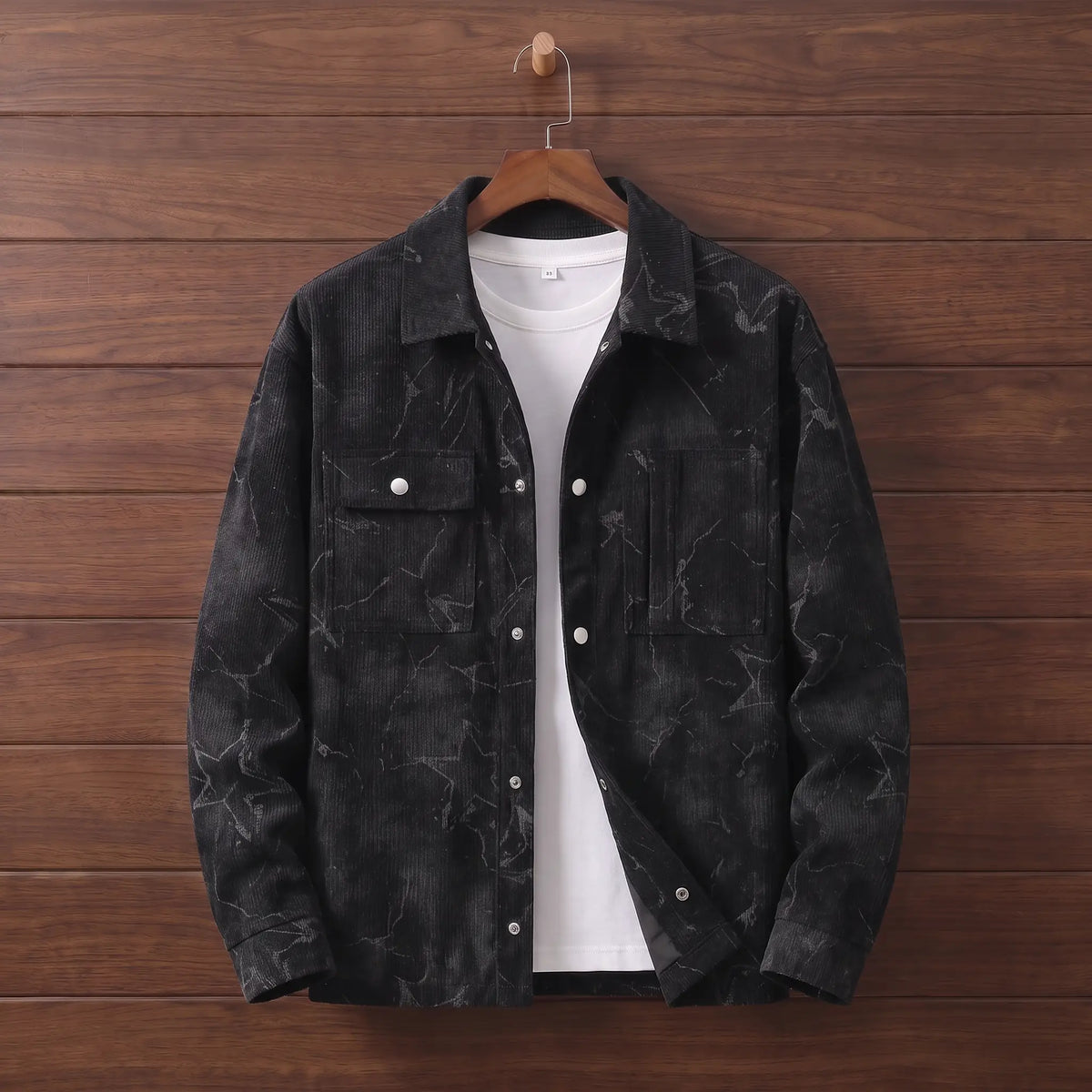 Crackle Cord Overshirt in Black