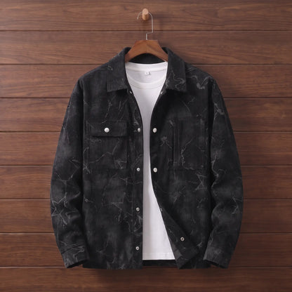Crackle Cord Overshirt in Black