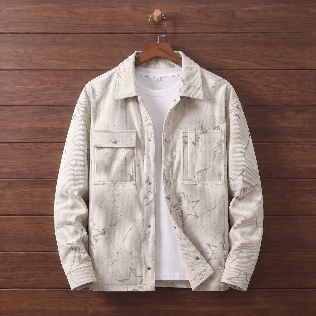 Crackle Cord Overshirt in White