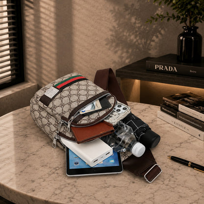 CREST PATTERN CROSSBODY BAG