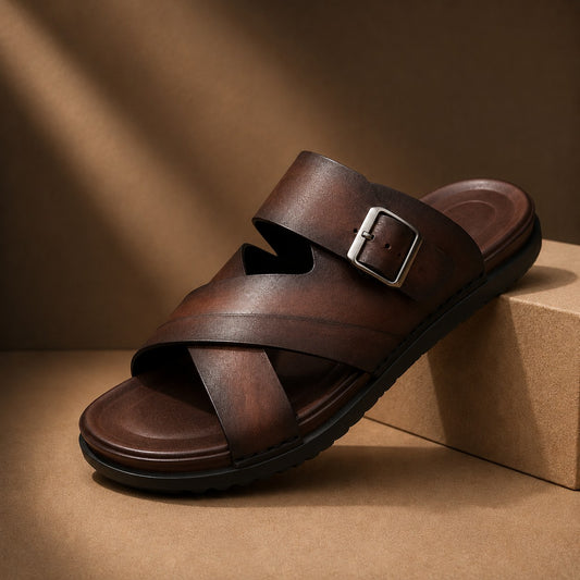 CROSS STRAP SLIP ON SLIDE