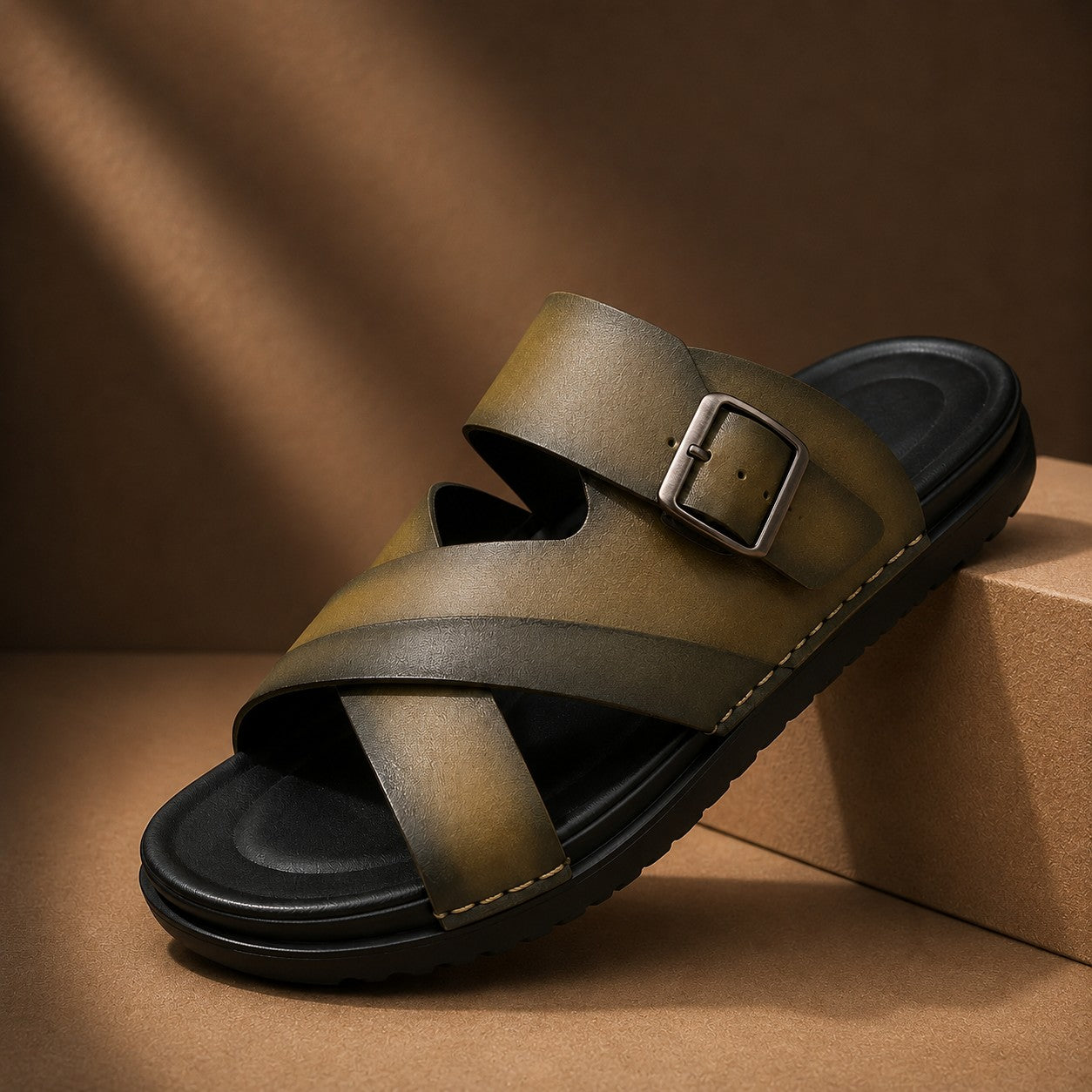 CROSS STRAP SLIP ON SLIDE