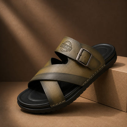 CROSS STRAP SLIP ON SLIDE