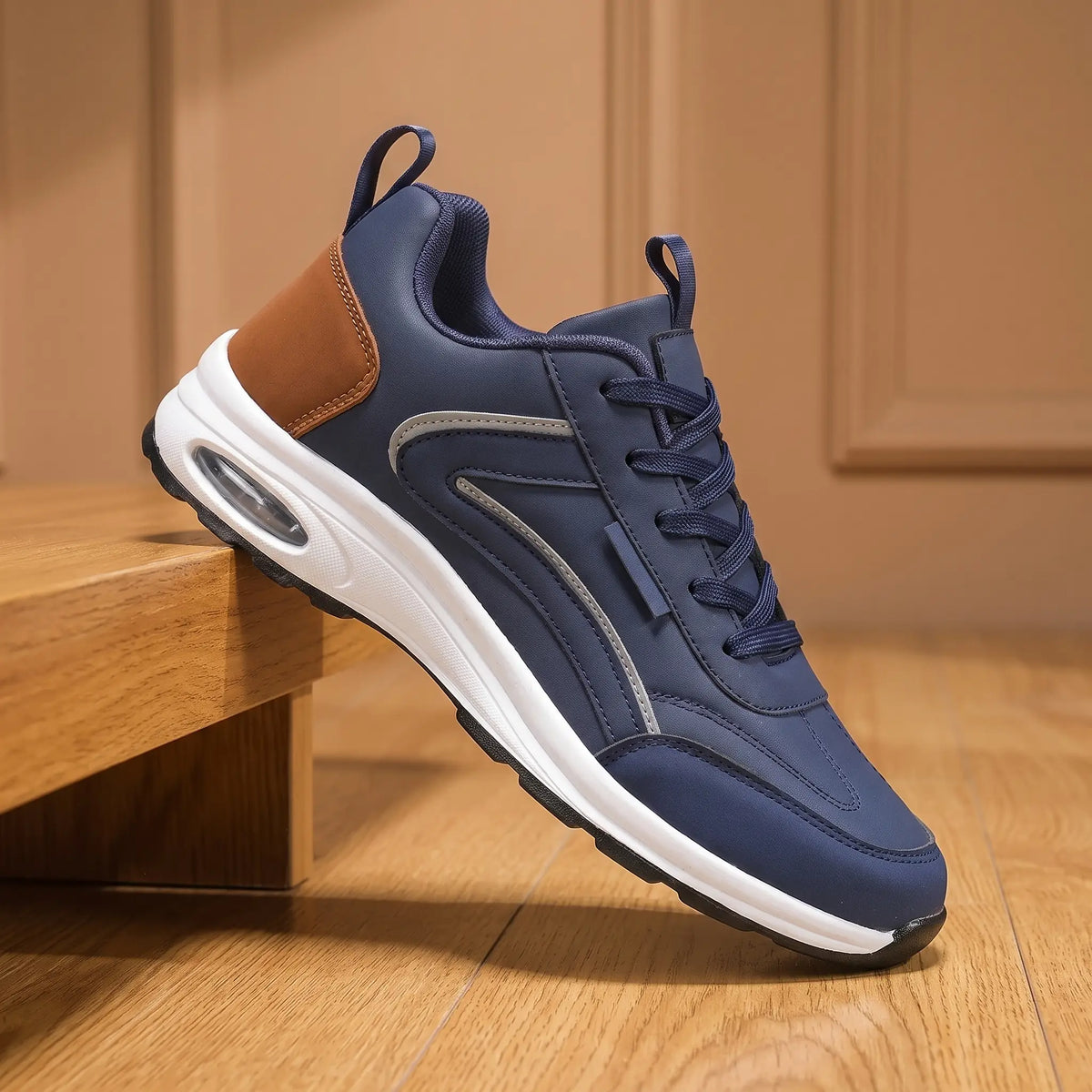 Cushion Step Trainers in Navy Blue
