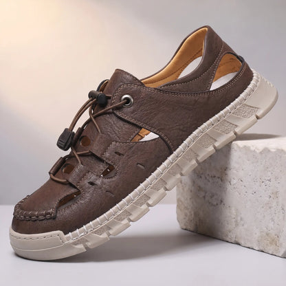 CUTOUT LEATHER SANDALS
