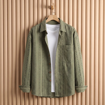 Desert Stripe Overshirt in Army Green