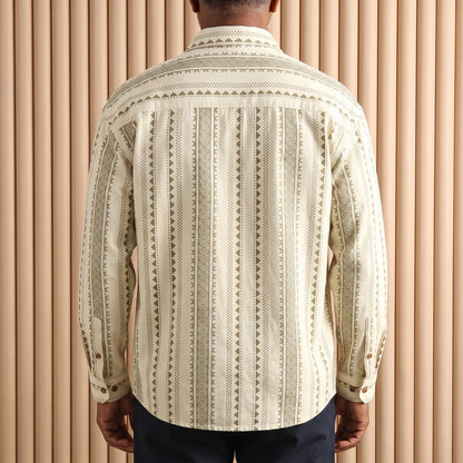 Desert Stripe Overshirt worn, back view