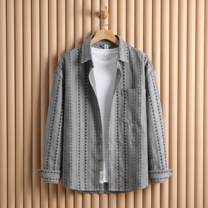 Desert Stripe Overshirt in Grey