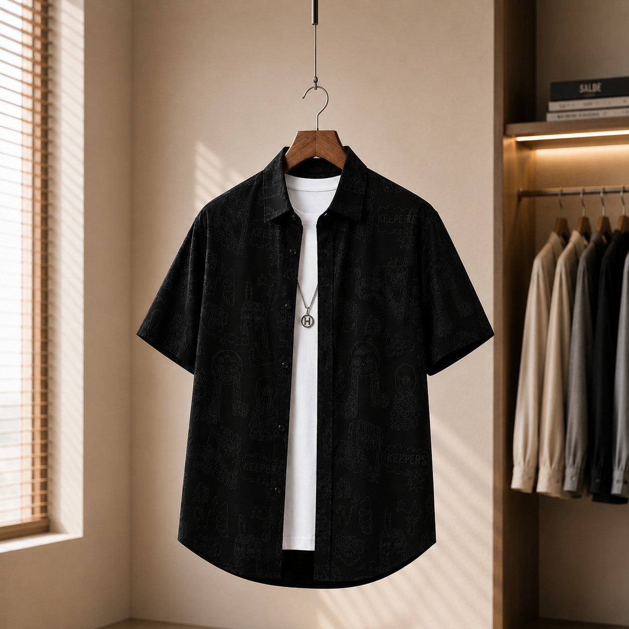 DOODLE PRINT LOOSE SHIRT