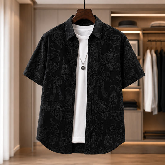 DOODLE PRINT LOOSE SHIRT