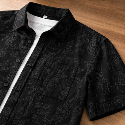 DOODLE PRINT LOOSE SHIRT