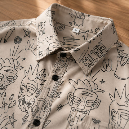 DOODLE PRINT LOOSE SHIRT