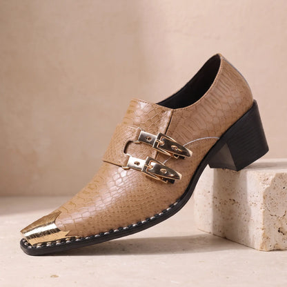 Double Buckle Shoes in Light Brown