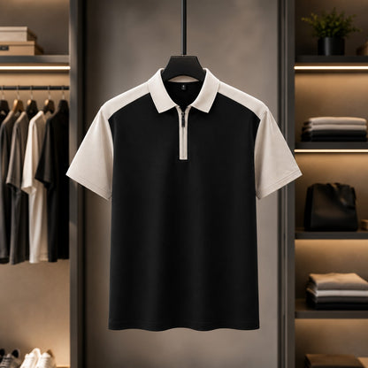DUAL TONE ZIP COLLAR POLO