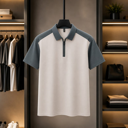 DUAL TONE ZIP COLLAR POLO