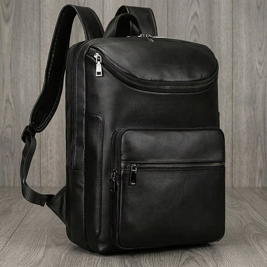 DUAL ZIP LEATHER BACKPACK