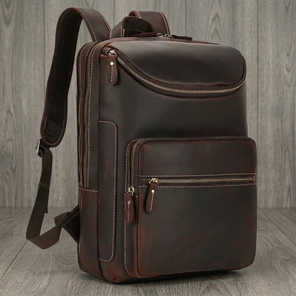 DUAL ZIP LEATHER BACKPACK