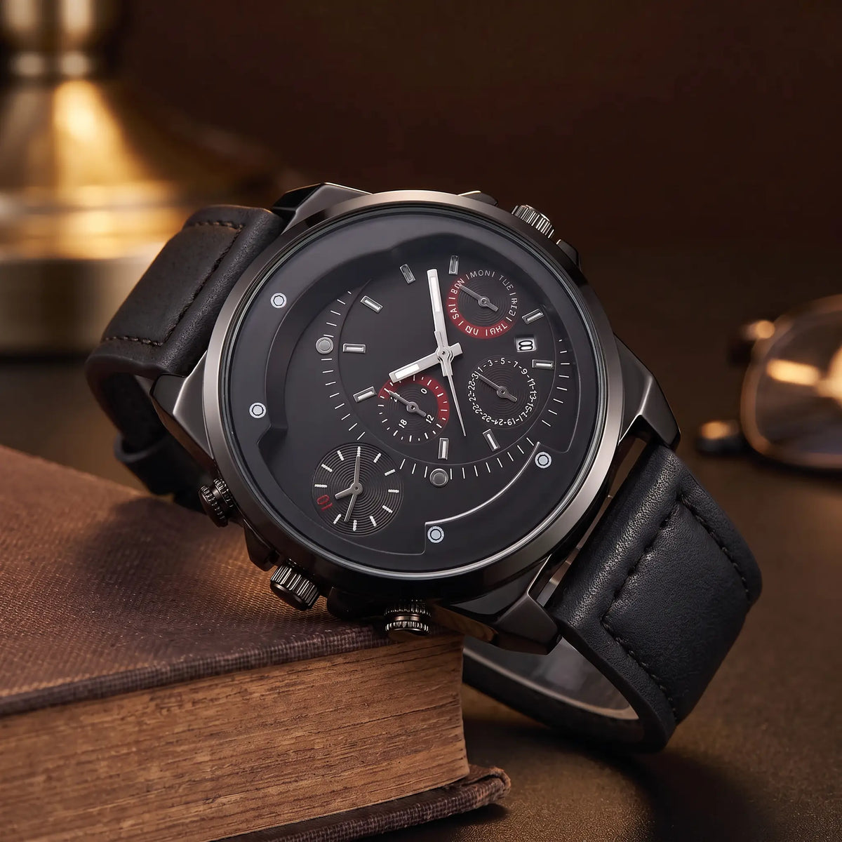 Dual Time Watch in Black