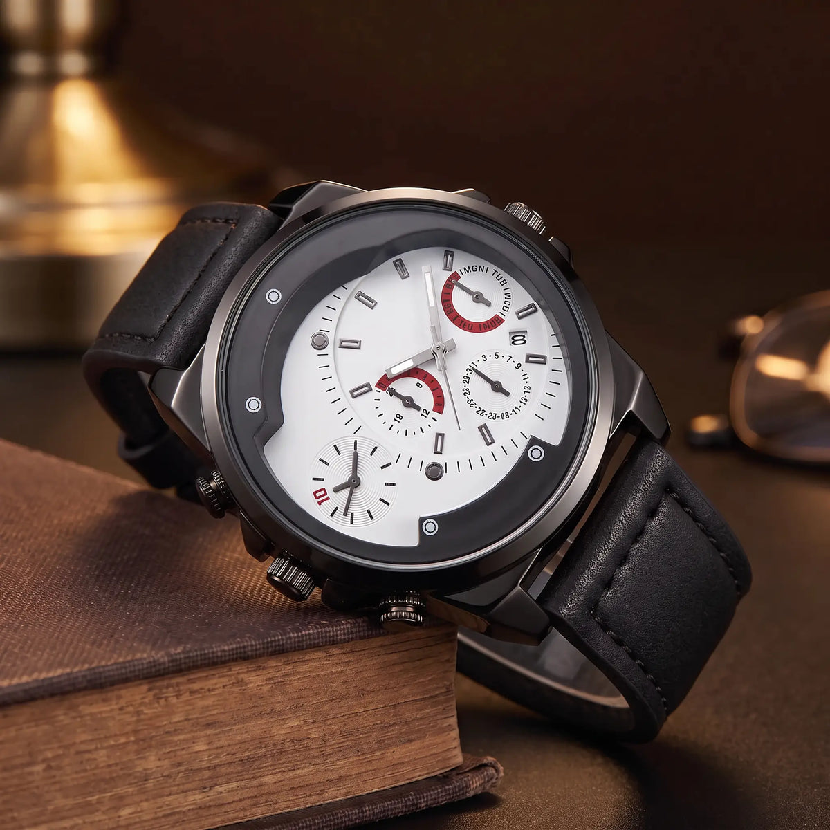 Dual Time Watch in Black White