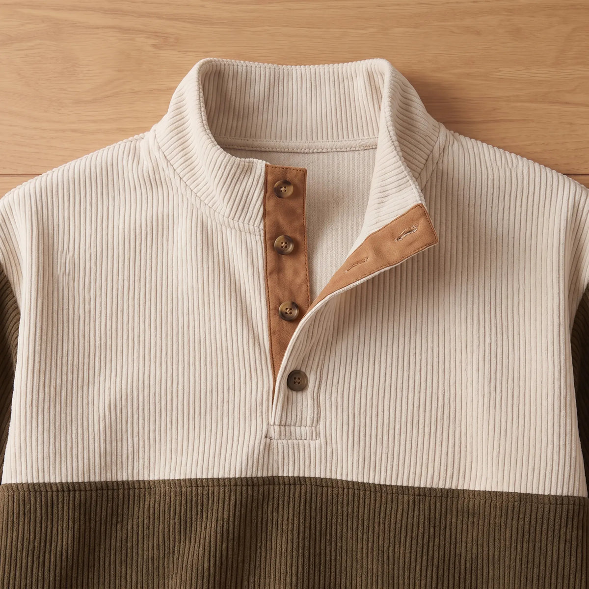 Close-up of the stand collar and button placket