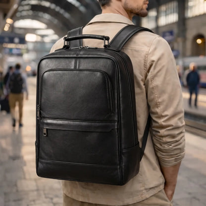 EMBOSSED LEATHER BACKPACK