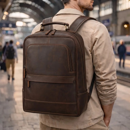 EMBOSSED LEATHER BACKPACK