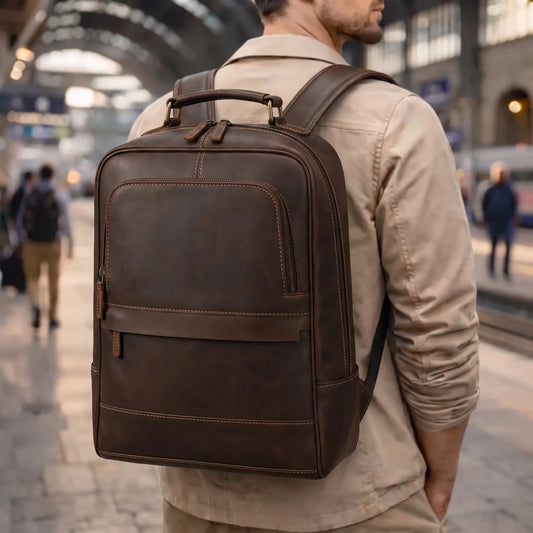 EMBOSSED LEATHER BACKPACK