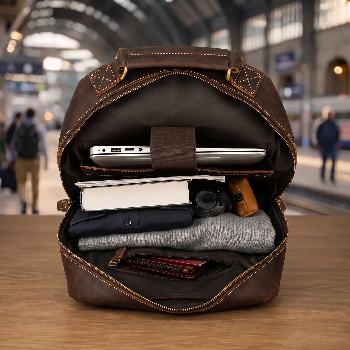 EMBOSSED LEATHER BACKPACK