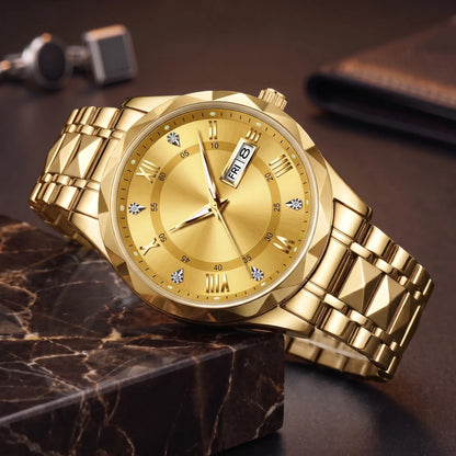 Faceted Bezel Watch in Gold