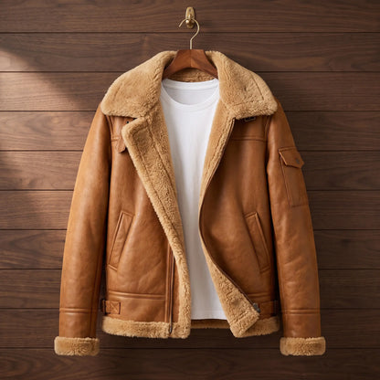 Faux Leather Flight Jacket in Khaki