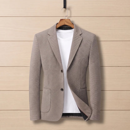 Fine Check Blazer in Beige