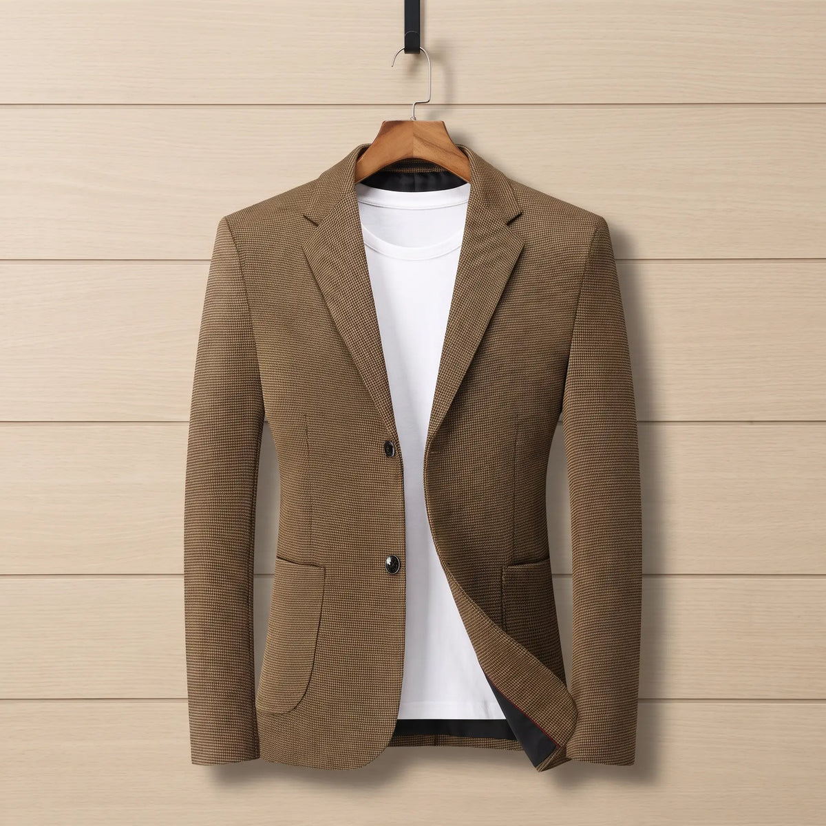 Fine Check Blazer in Brown