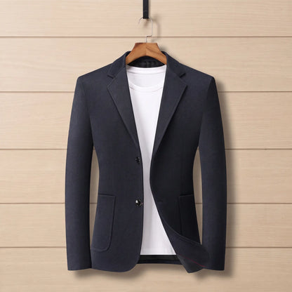 Fine Check Blazer in Navy Blue