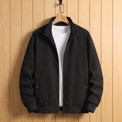 Fine corduroy zip jacket in black