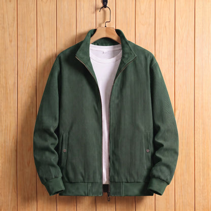 Fine corduroy zip jacket in green