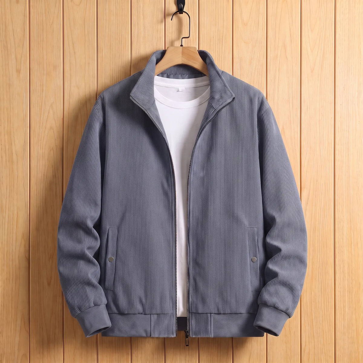 Fine corduroy zip jacket in grey
