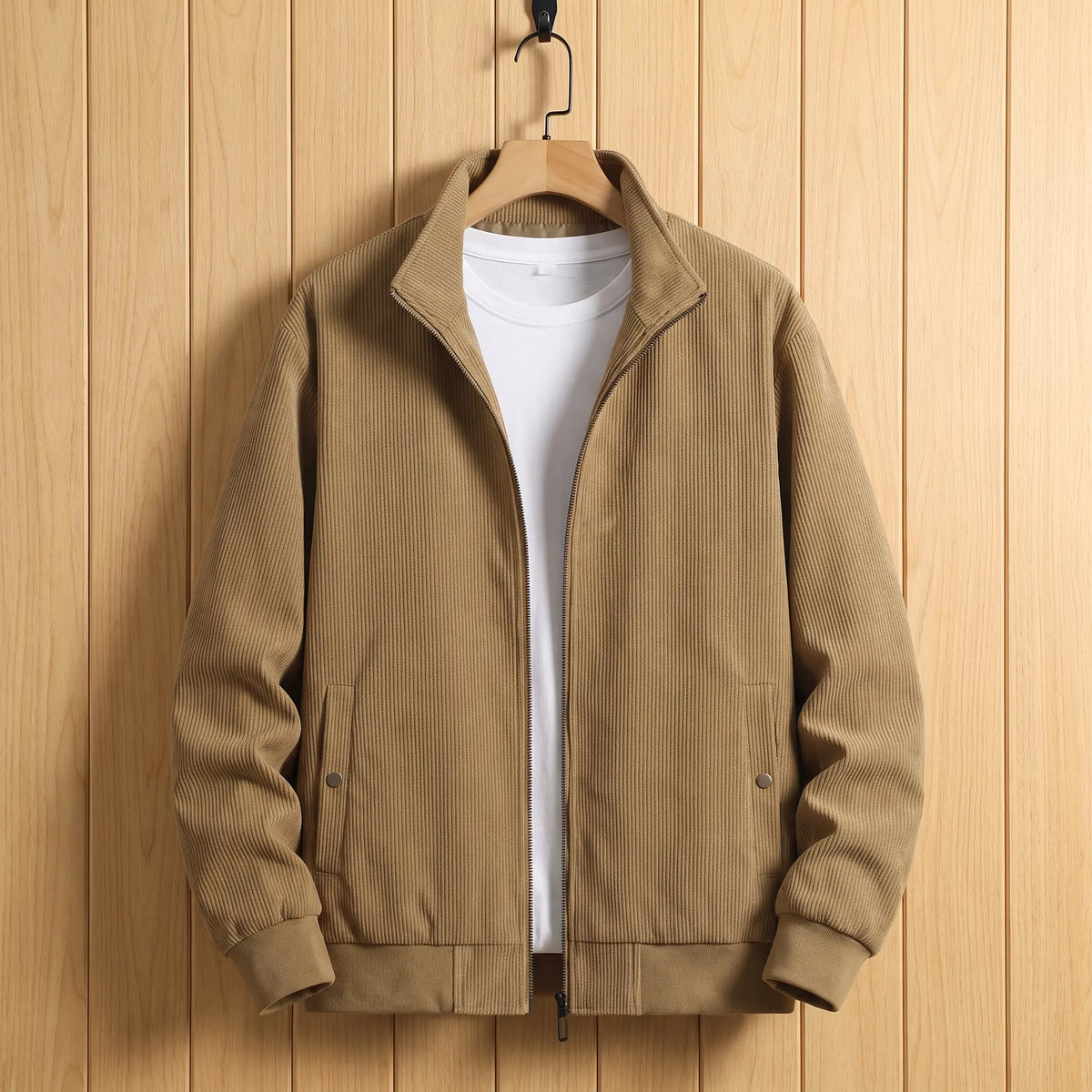 Fine corduroy zip jacket in khaki