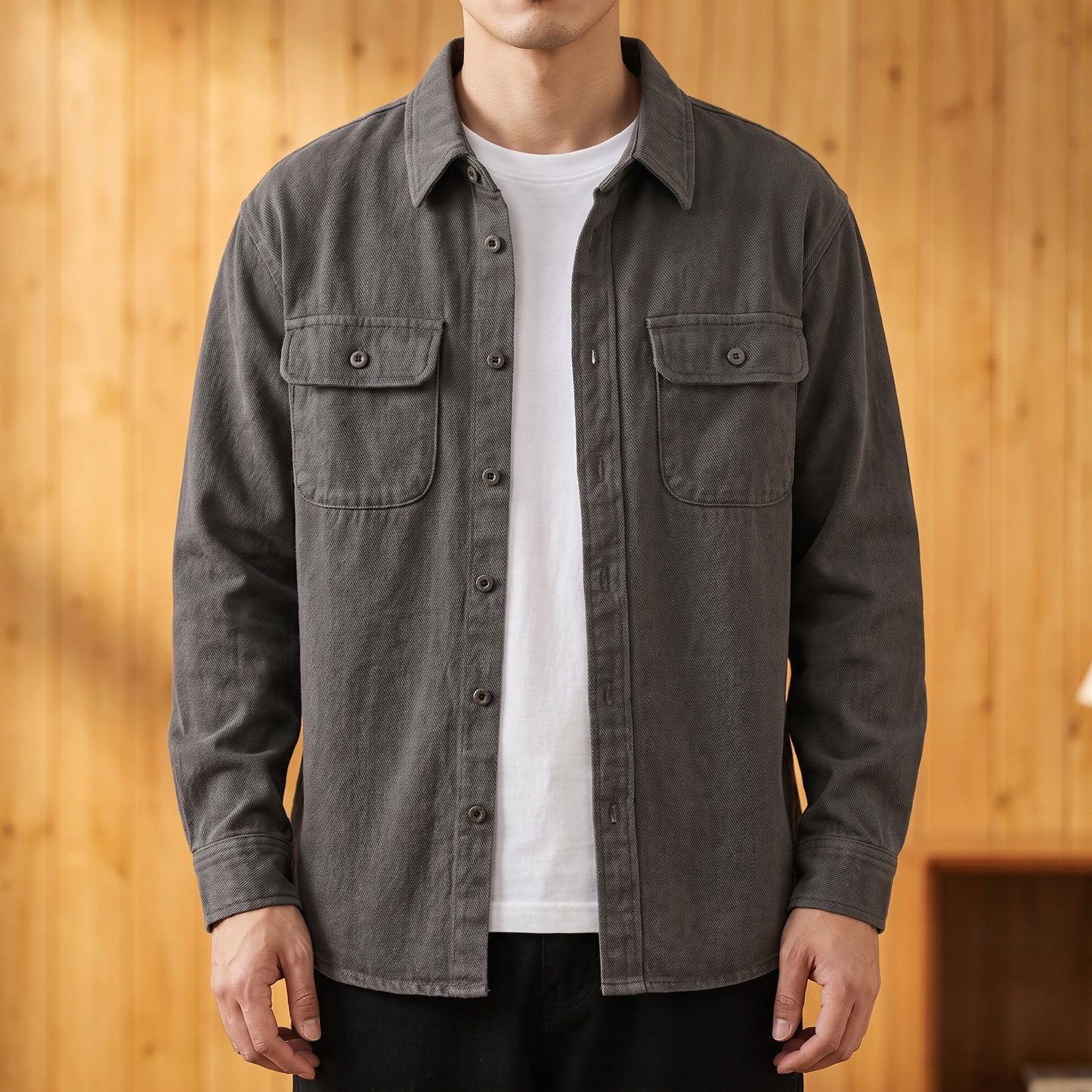 FLAP POCKET COTTON SHIRT