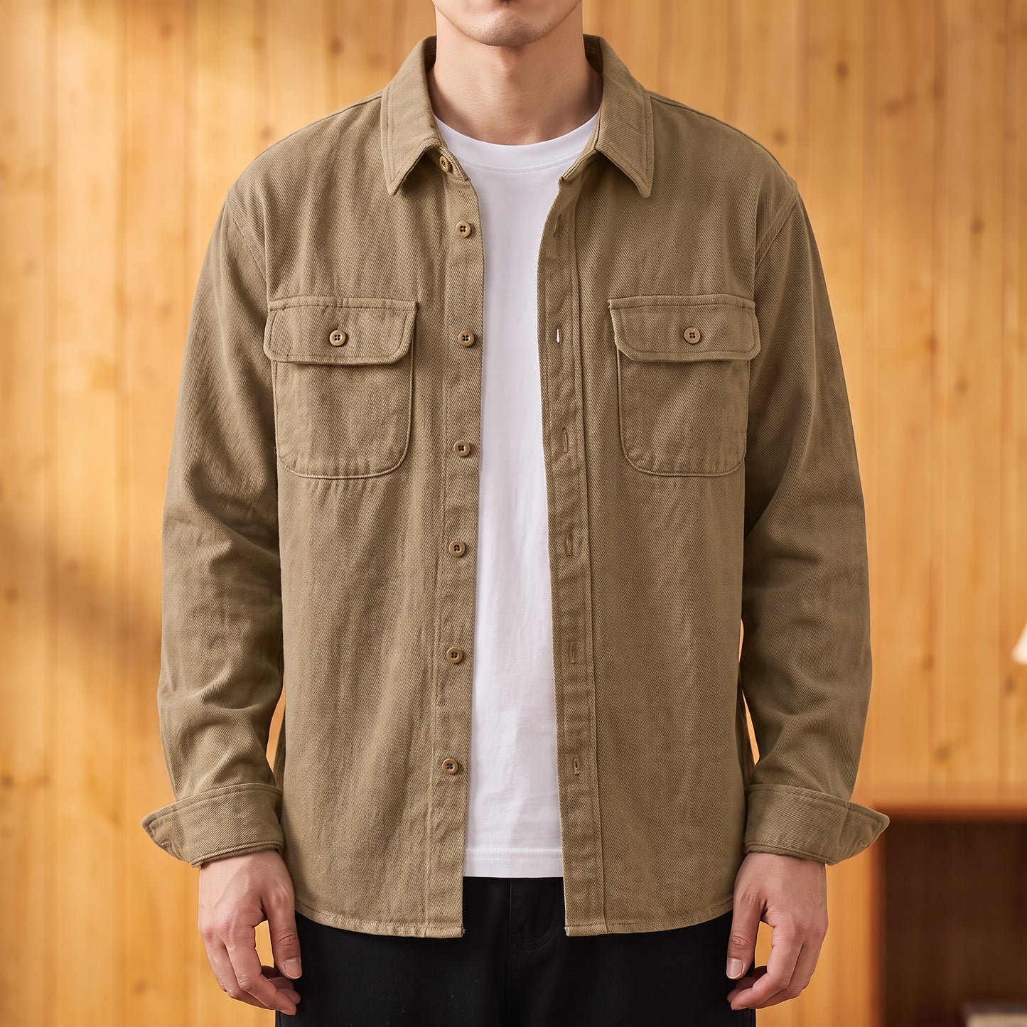 FLAP POCKET COTTON SHIRT