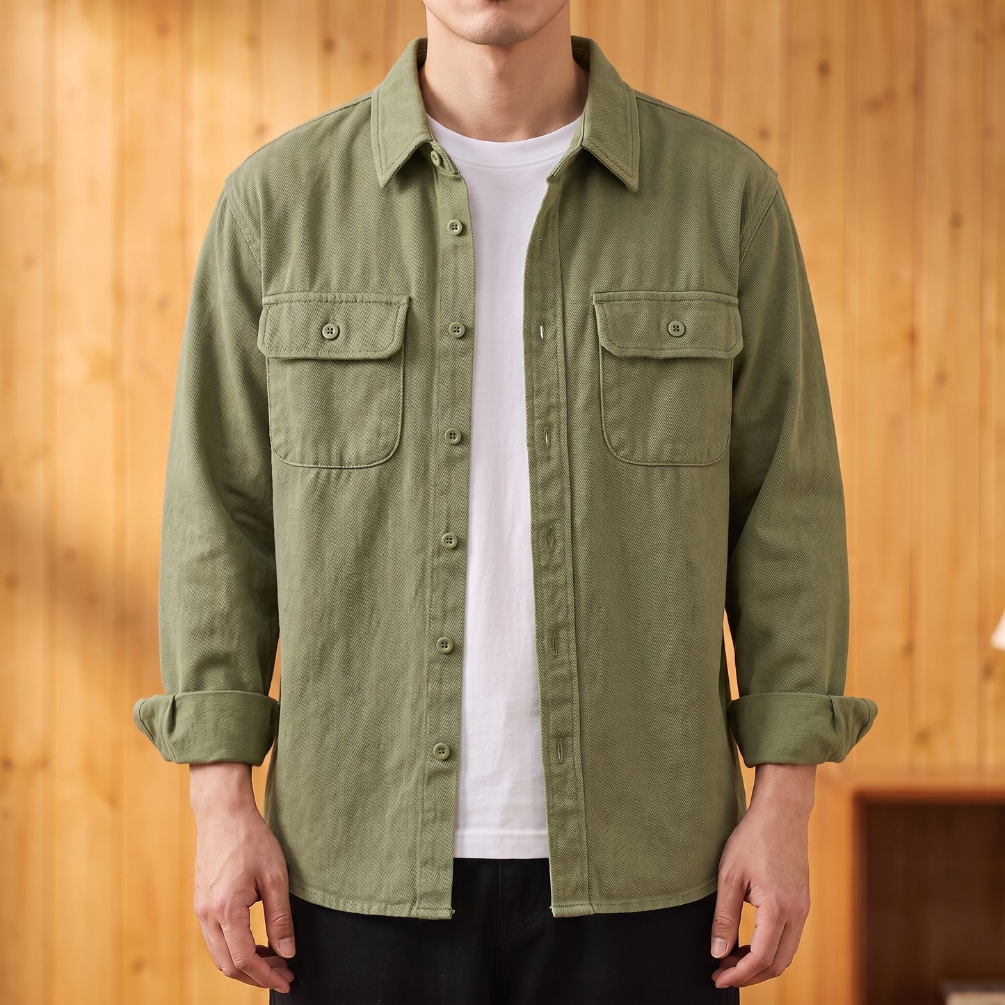 FLAP POCKET COTTON SHIRT