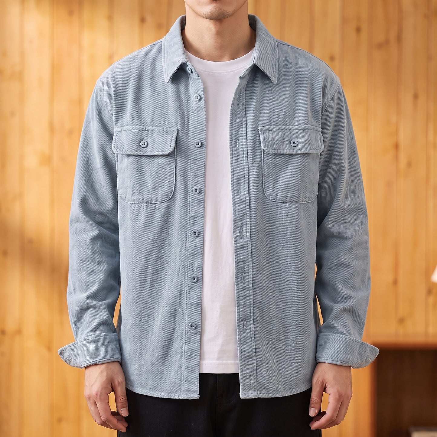 FLAP POCKET COTTON SHIRT
